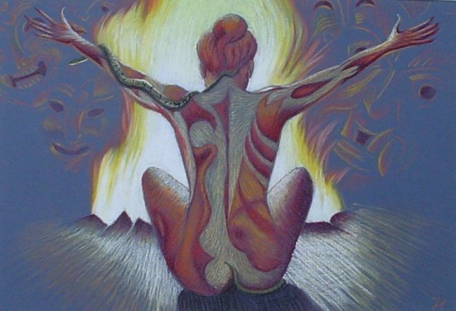 Oil pastel painting close up