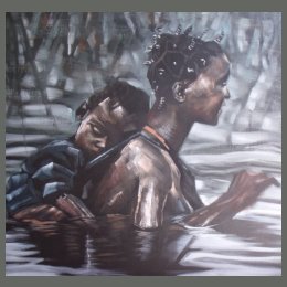 For Sale : Oil painting of an African Lady with her baby