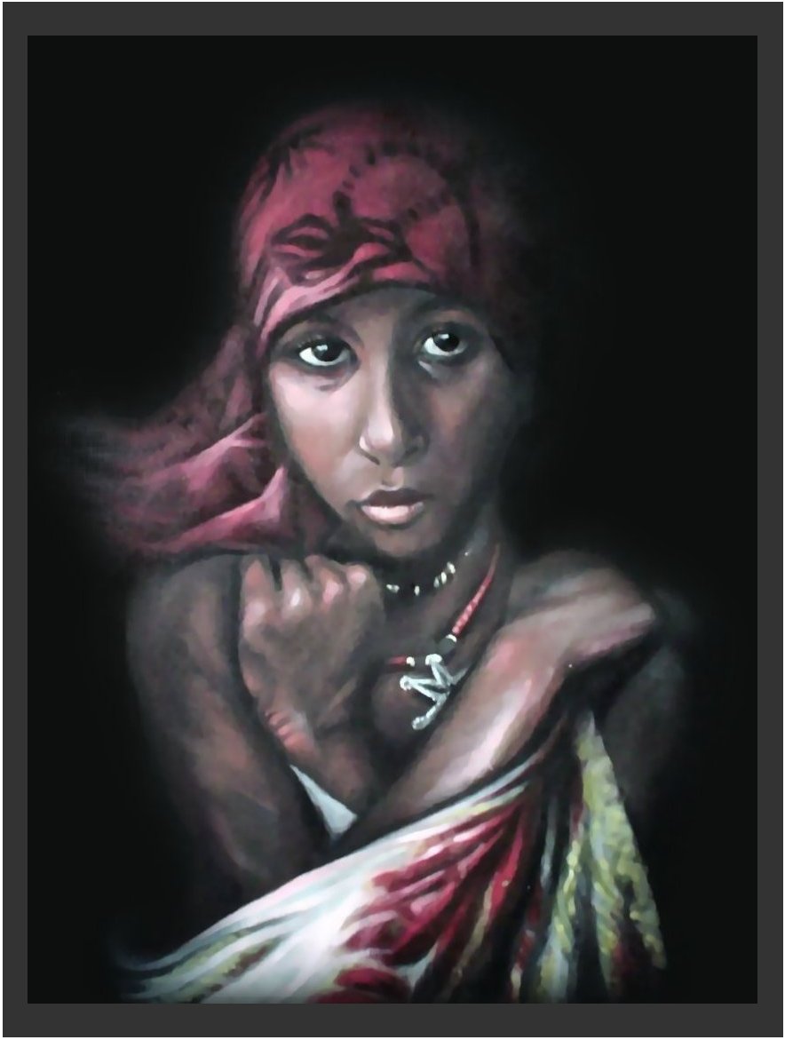 Oil Portrait Painting 'Girl in a Pink Headscarf'