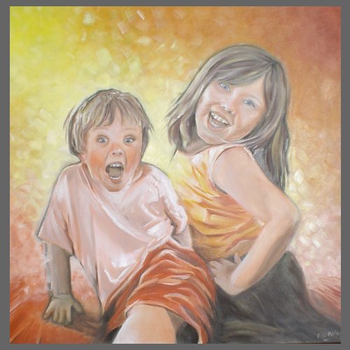 Oil portrait painting of children by Fiona Holt