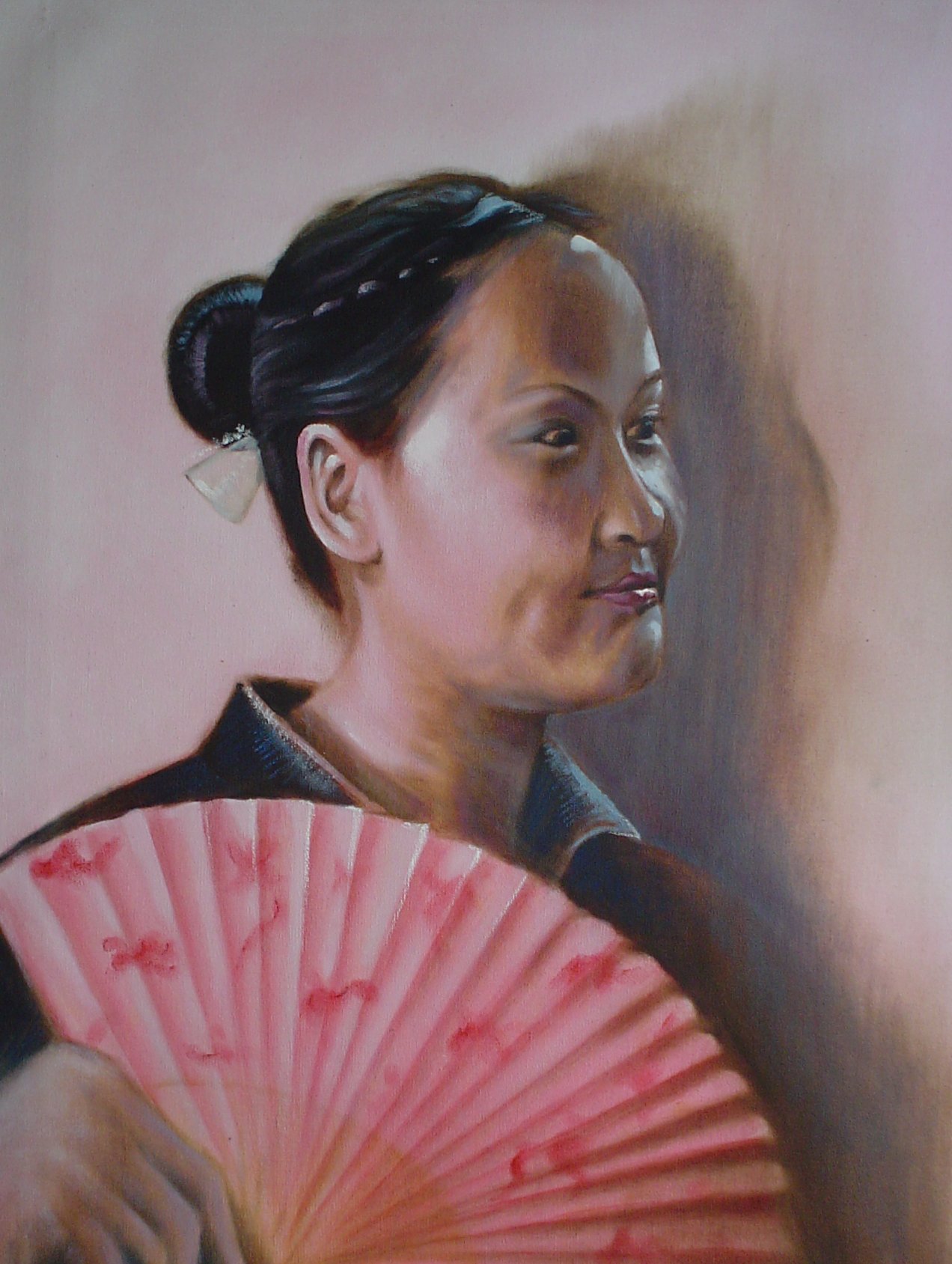 Portrait in oil paint of Cici by artist Fiona Holt